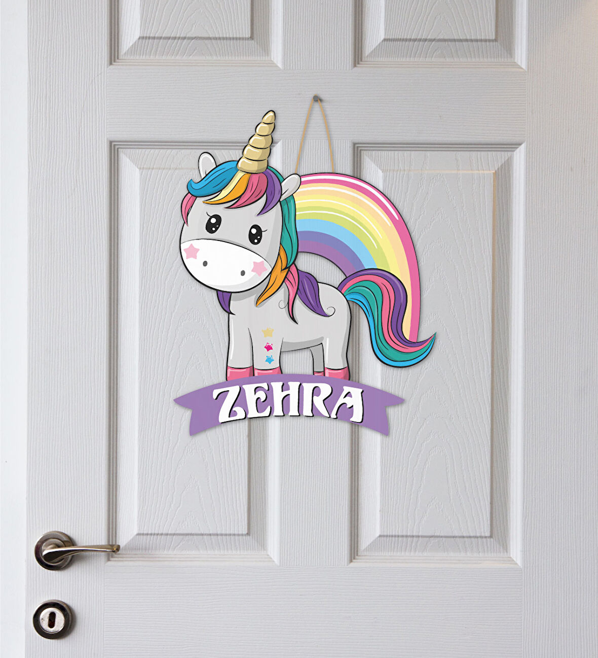 Meşgalem Minik Unicorn Temalı Kişiye Özel Kapı Süsü