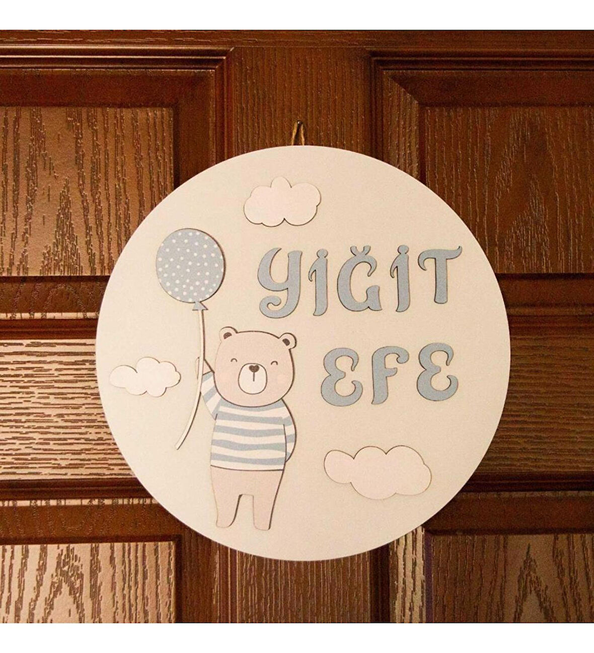 İsme Özel Tatlı Ayıcık Çocuk Odası Kapı Süsü