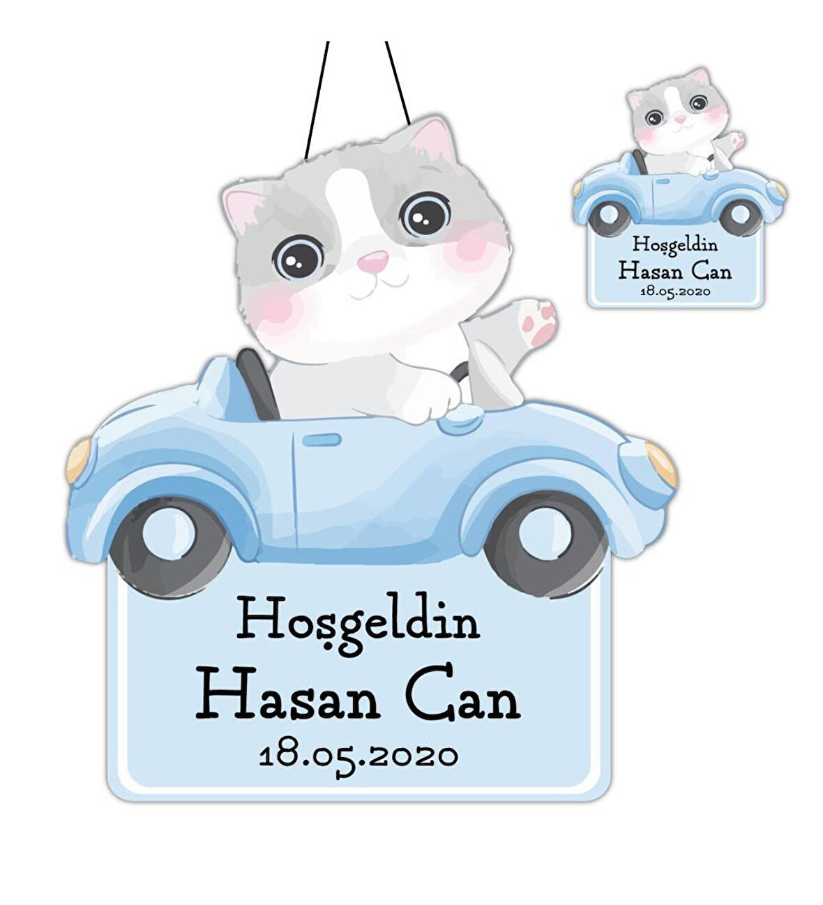 Kişiye Özel Bebek Kapı Süsü Ve 50 Adet Magnet Seti Arabakedi