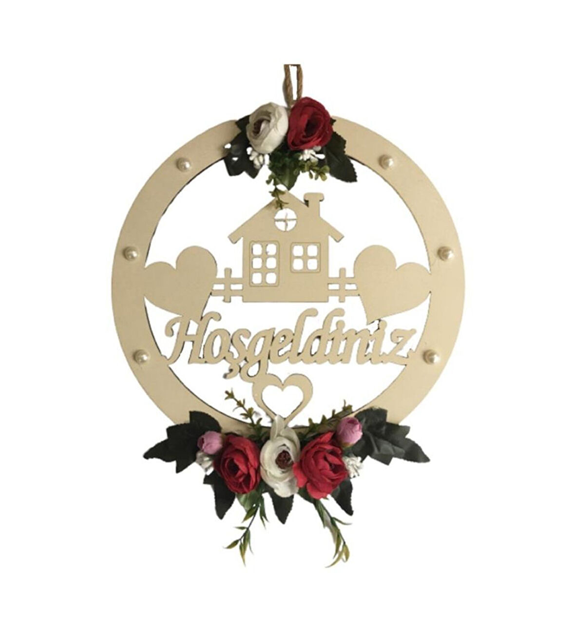 Dekoratif Kapı Süsü 29 Cm Mdf Şakayık Çiçekli Pra-1189315-5592