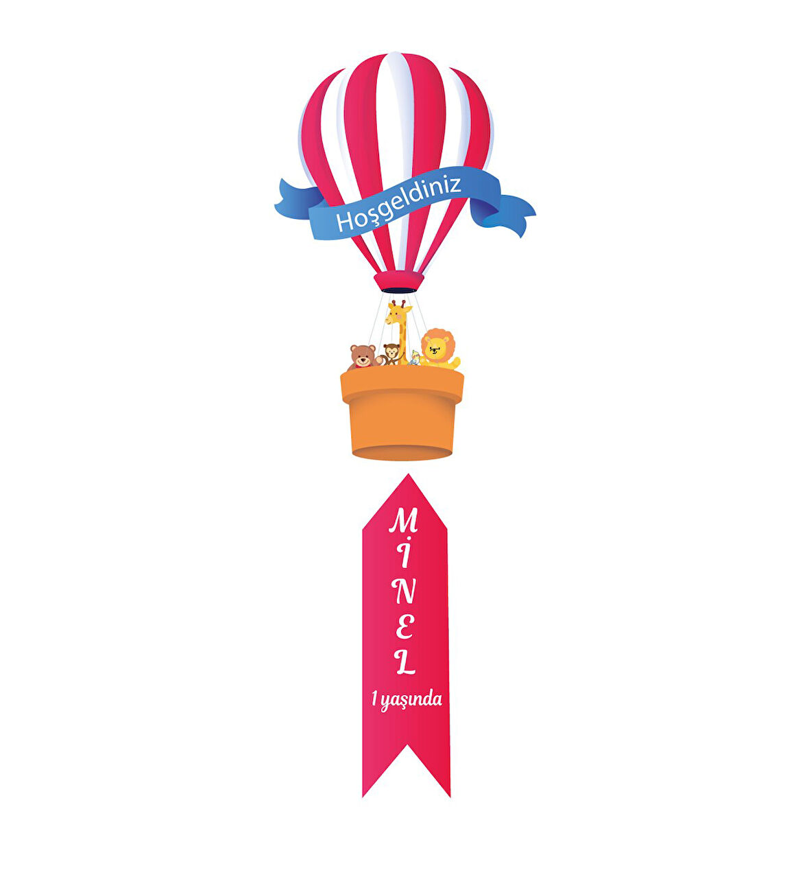 İsme Özel Ahşap Bebek Kapı Süsü Uçan Balon Temalı