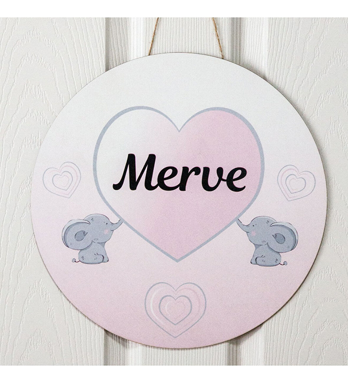 Meşgalem Fil ve Kalp Temalı Kişiye Özel Kapı Süsü