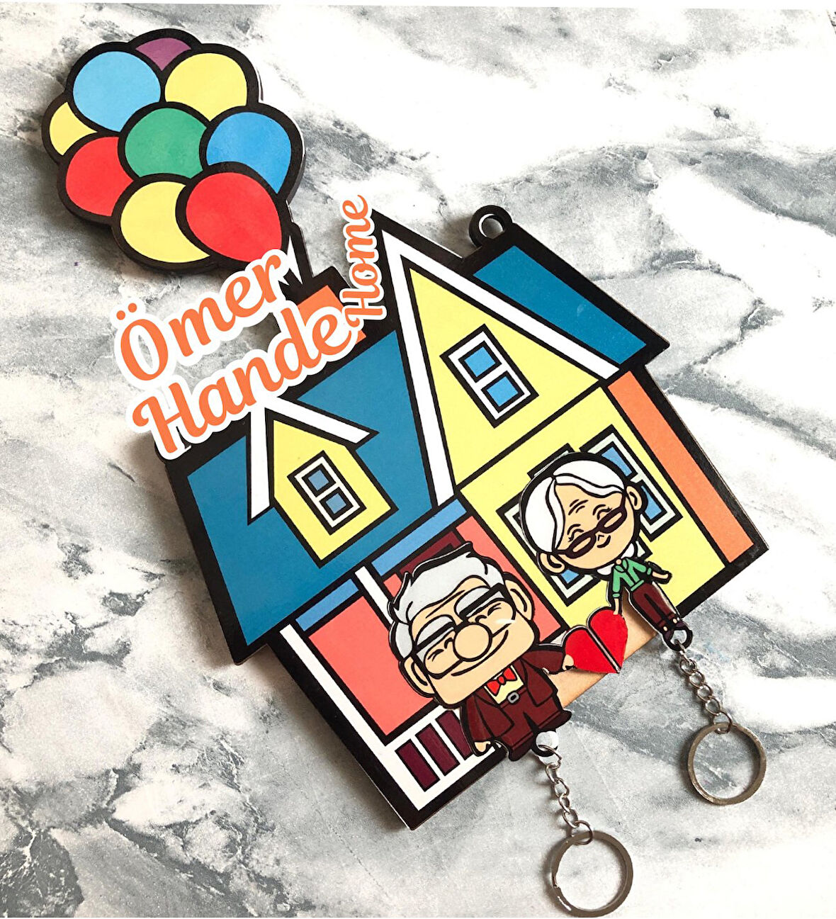 Kişiye Özel Meşgalem Yukarı Bak (Up+) Anahtarlık Seti