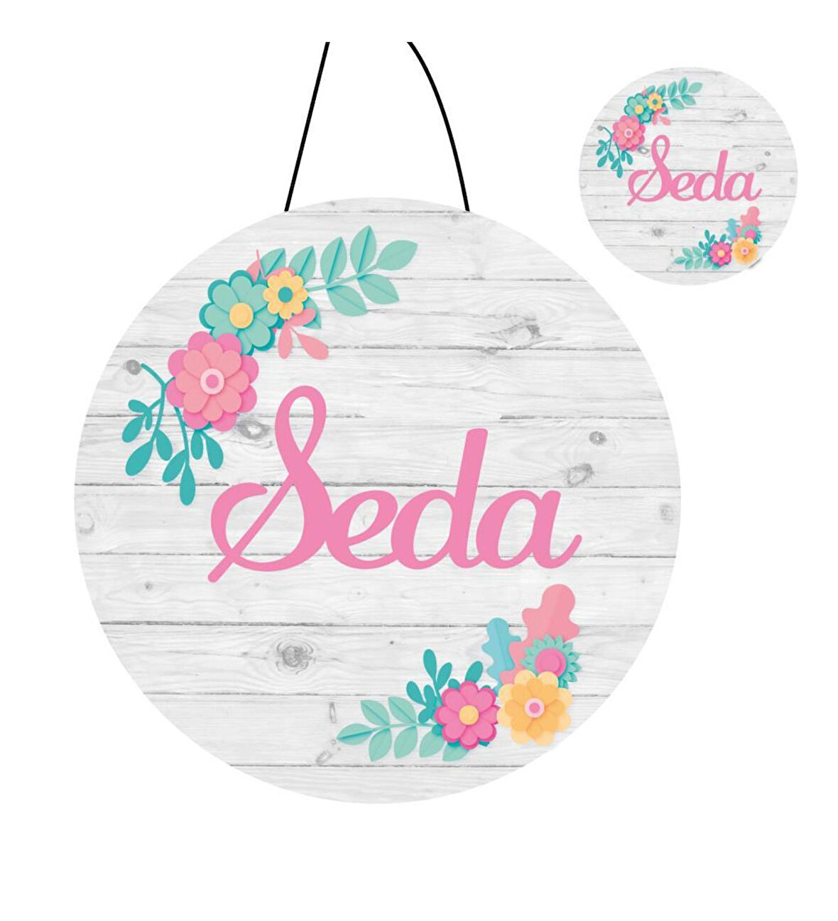 Kişiye Özel Kapı Süsü Ve 50 Adet Magnet Pembe Renkli