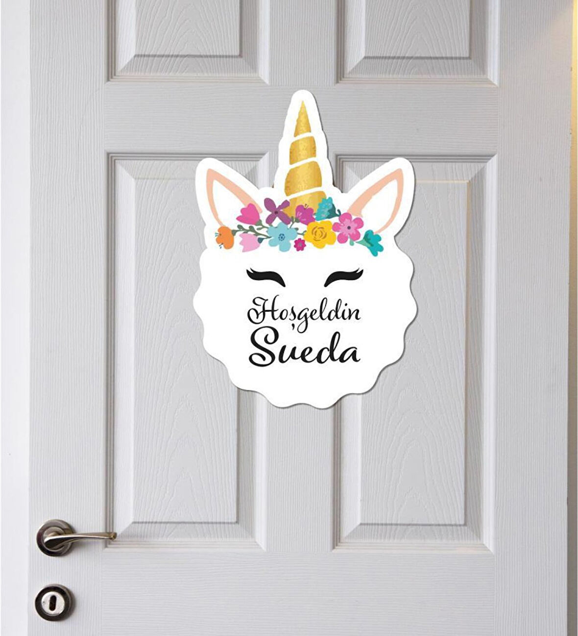 Meşgalem Unicorn Başlık Temalı Kişiye Özel Kapı Süsü