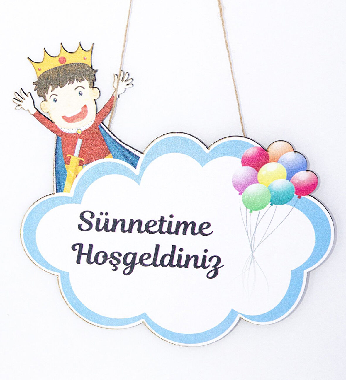 Meşgalem Balon ve Bulut - Sünnet Çocuğu Temalı Kişiye Özel Kapı Süsü
