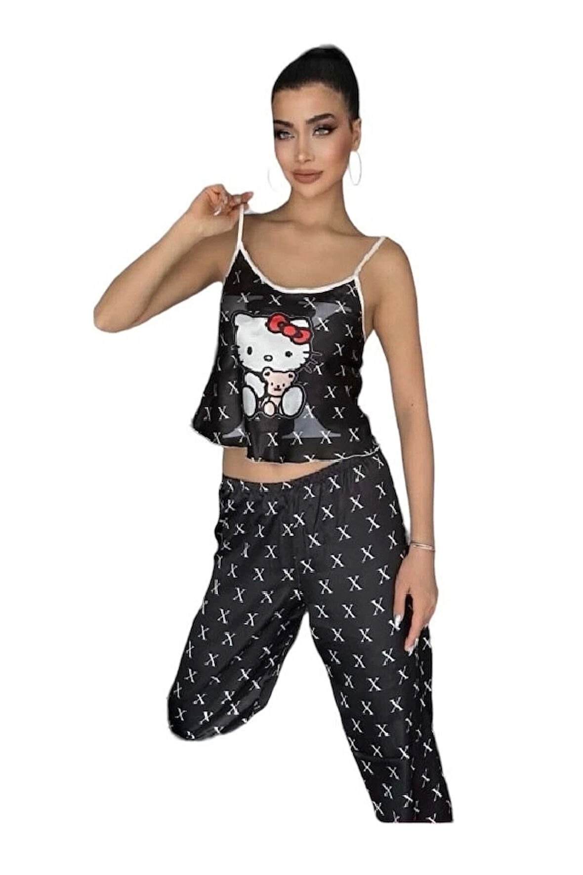 Victoria Secret 8029 Kadın Saten Askılı Pijama Takım