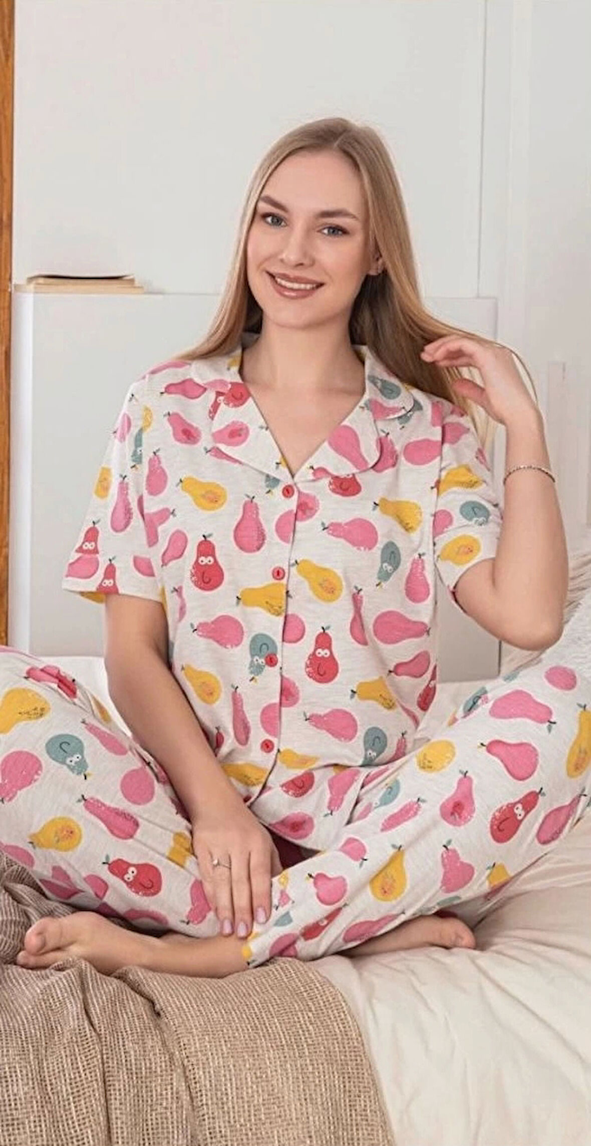 Alissa 6274 Kadın Armut Desenli Patlı Pijama Takımı