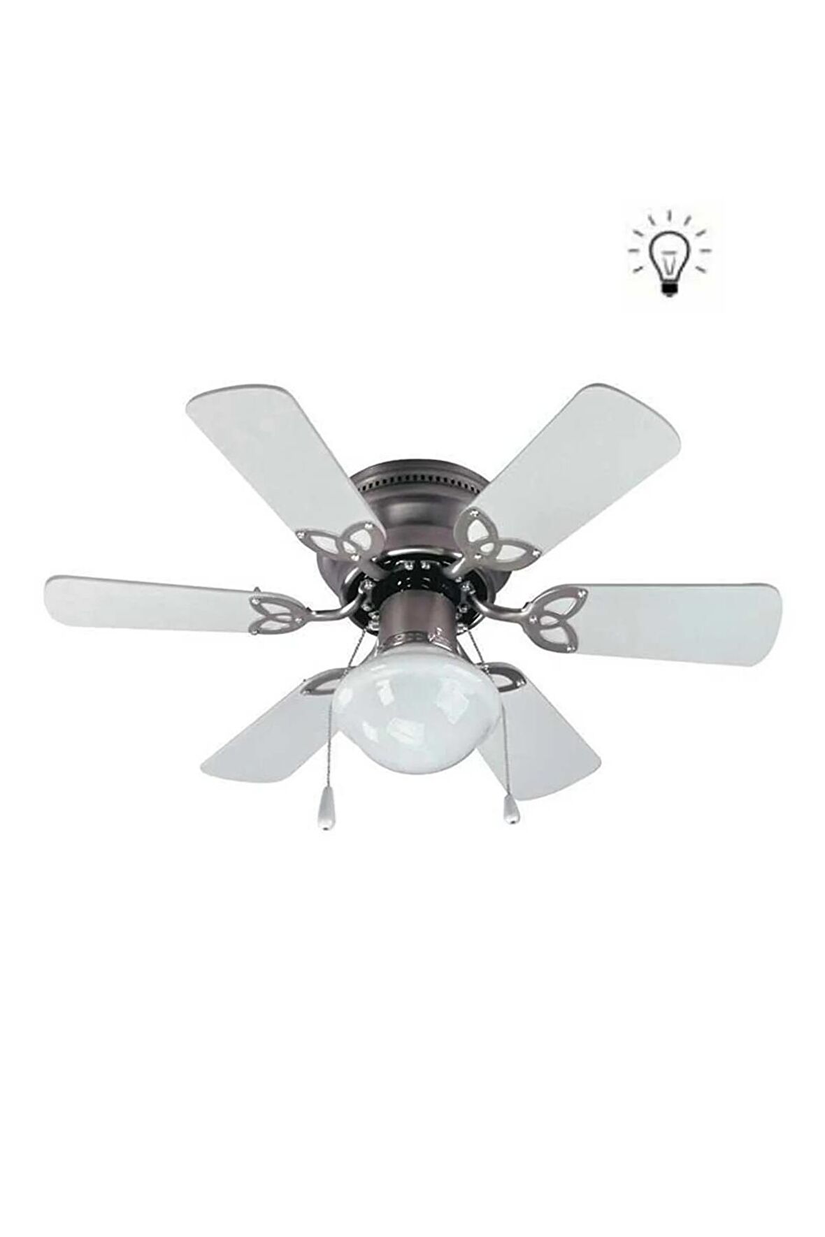 Vanti Kcf278 60w 30 Inç Ahşap Beyaz 6 Kanatlı Lambalı Avizeli Ipli Tavan Latörü T90332