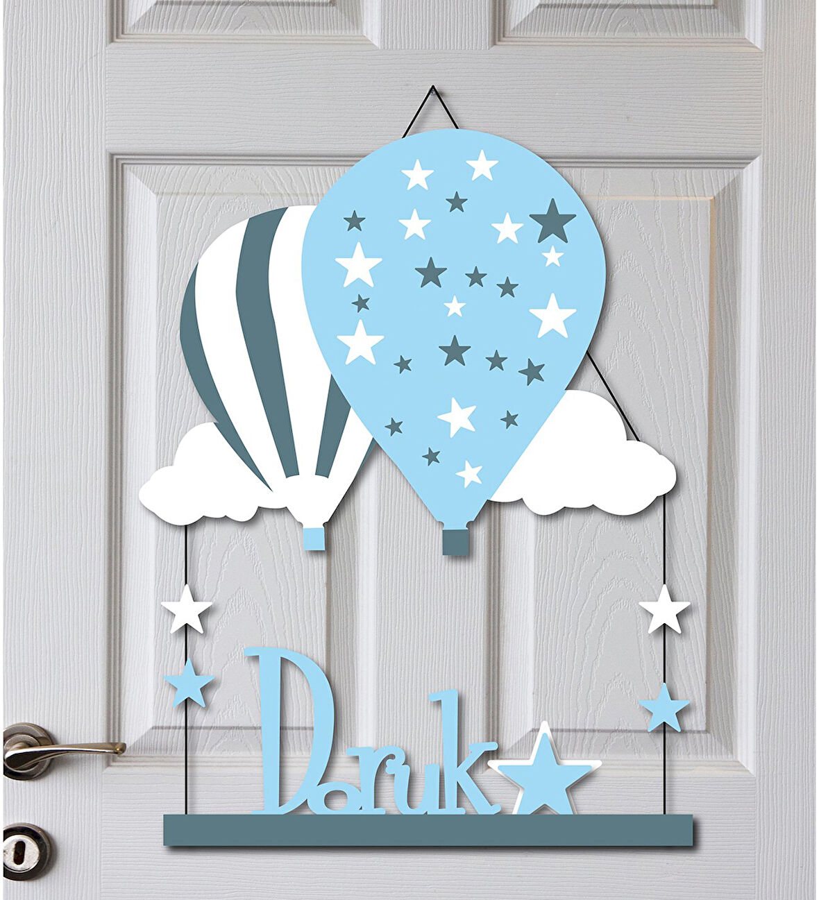 Kişiye Özel Uçan Balon Tasarımlı Kapı Süsü 55x30cm