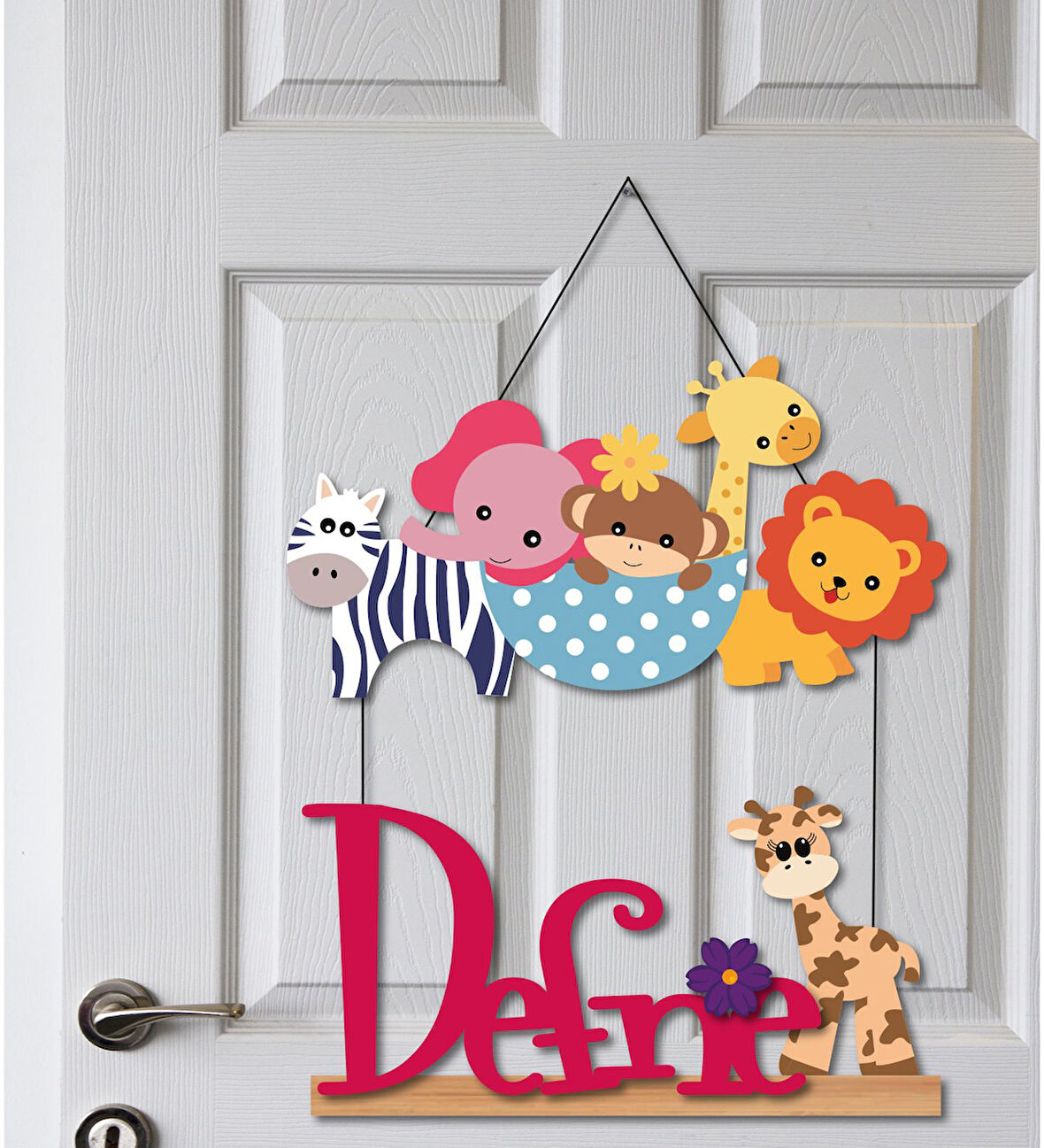 Meşgalem Hayvanat Bahçesi Temalı Kişiye Özel Kapı Süsü