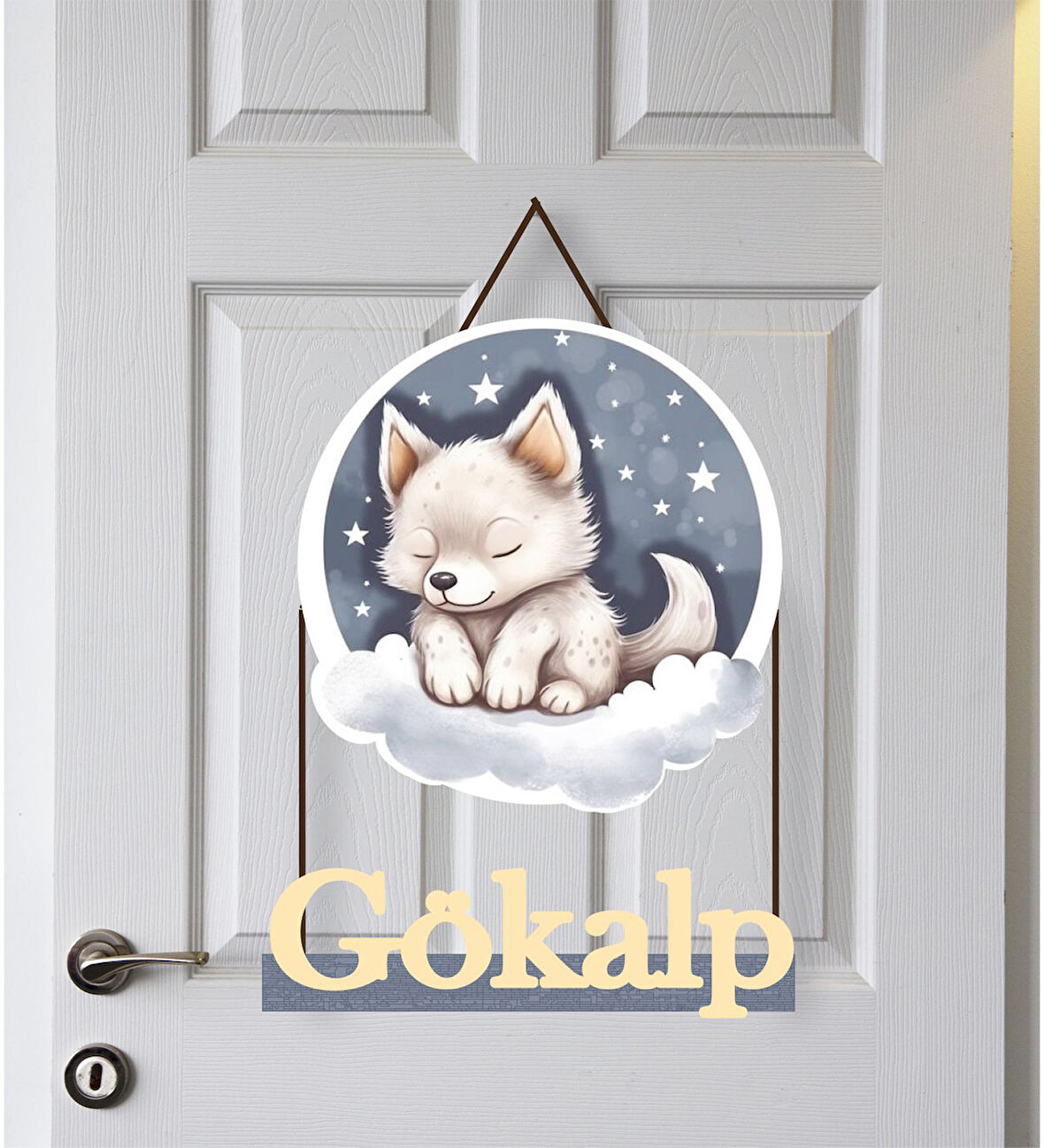 Meşgalem Yavru Kurt Temalı Kişiye Özel Kapı Süsü