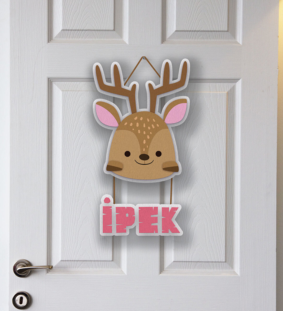 İsme Özel Geyik Temalı Çocuk Odası Kapı Süsü
