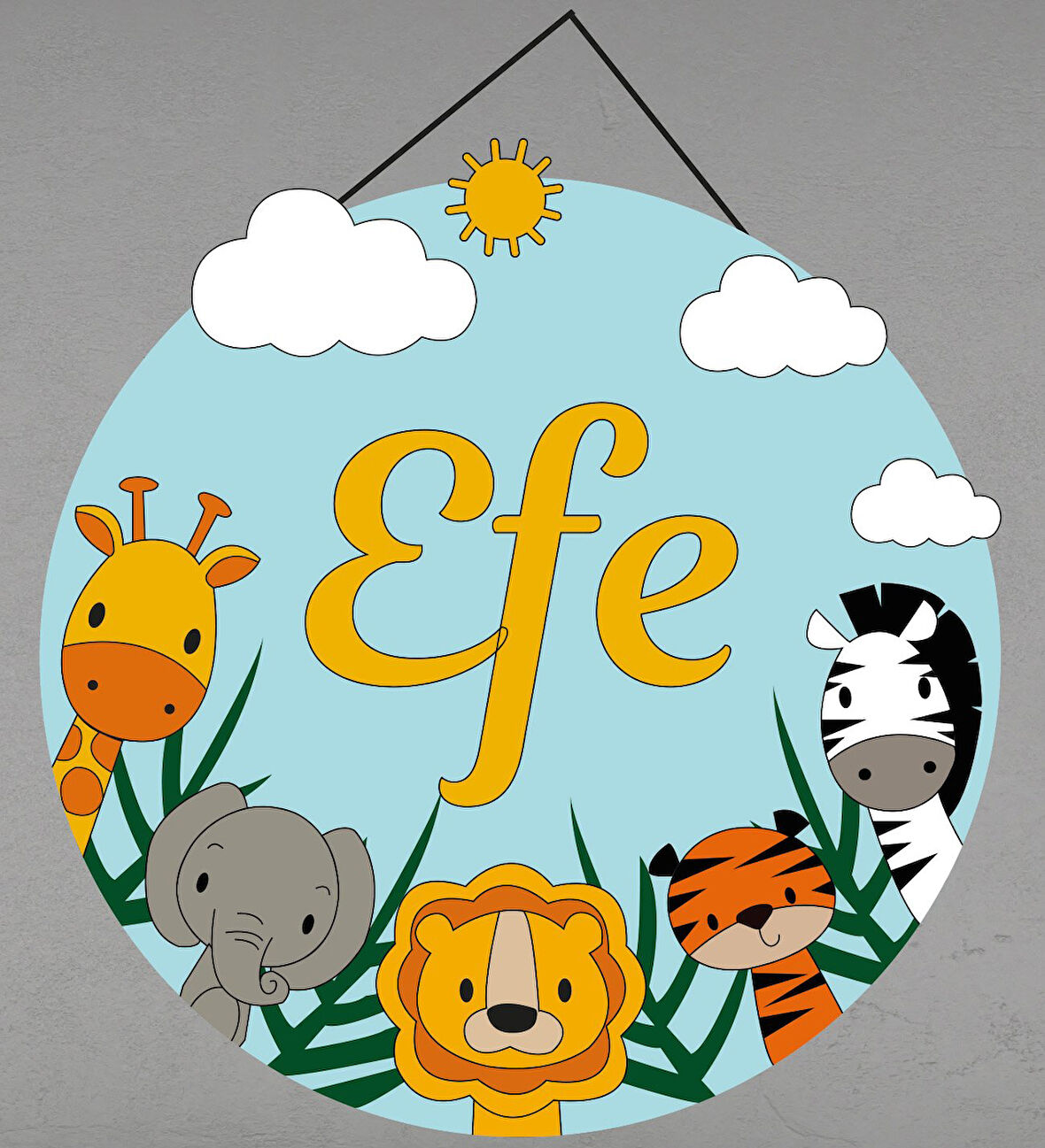 Meşgalem Hayvanat Bahçesi Temalı Kişiye Özel Kapı Süsü