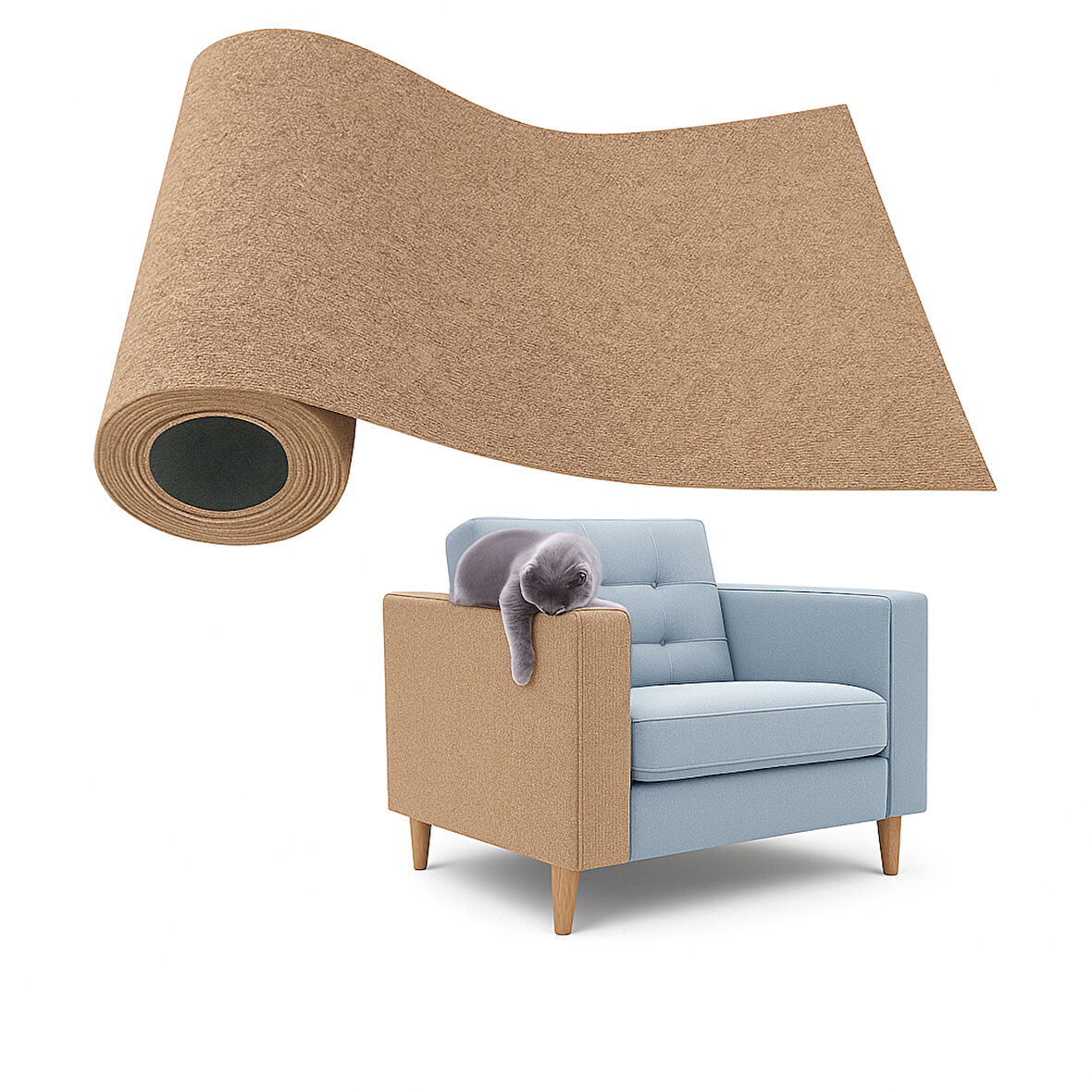 Beylini Kedi Tırmalama Halısı Yapışkanlı Her Yüzeye Uygulanabilir Kesilebilir Mobilya Koruyucu Mat (40X50)