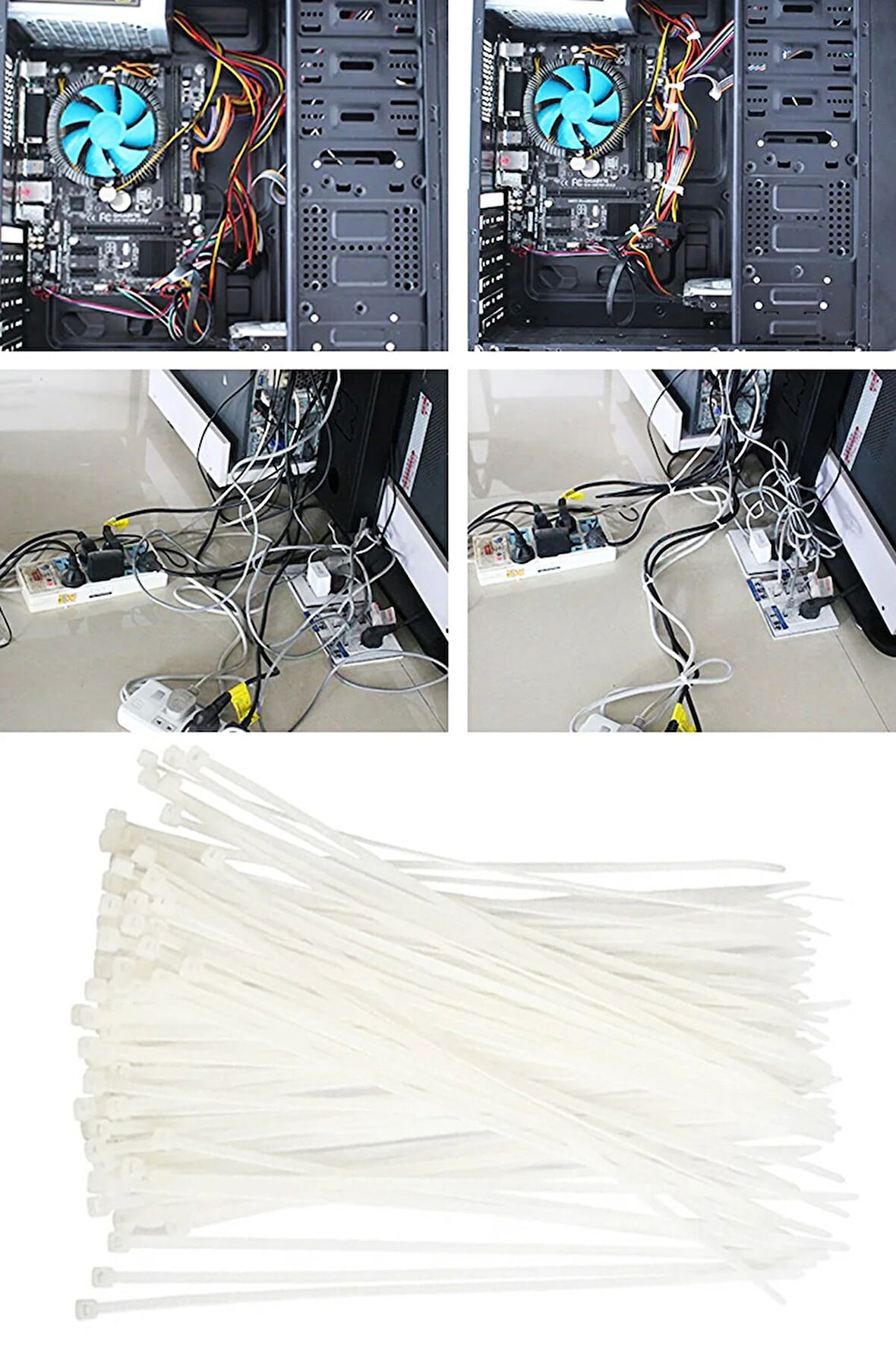 Moonshop Kablo Bağı- Plastik Kelepçe - 3.6 X 200 Mm - Cırt Kelepçe Beyaz 100 Adet Paket KLİPS1
