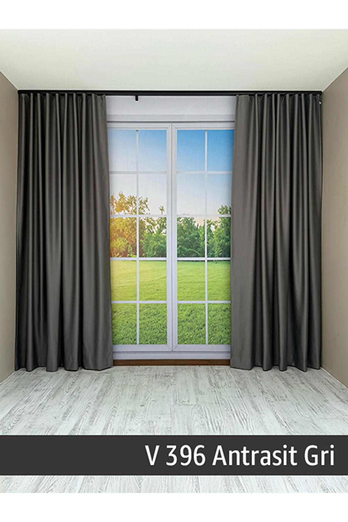 Donatti Antrasit Gri Star Blackout Pilesiz Tek Kanat Fon Perde