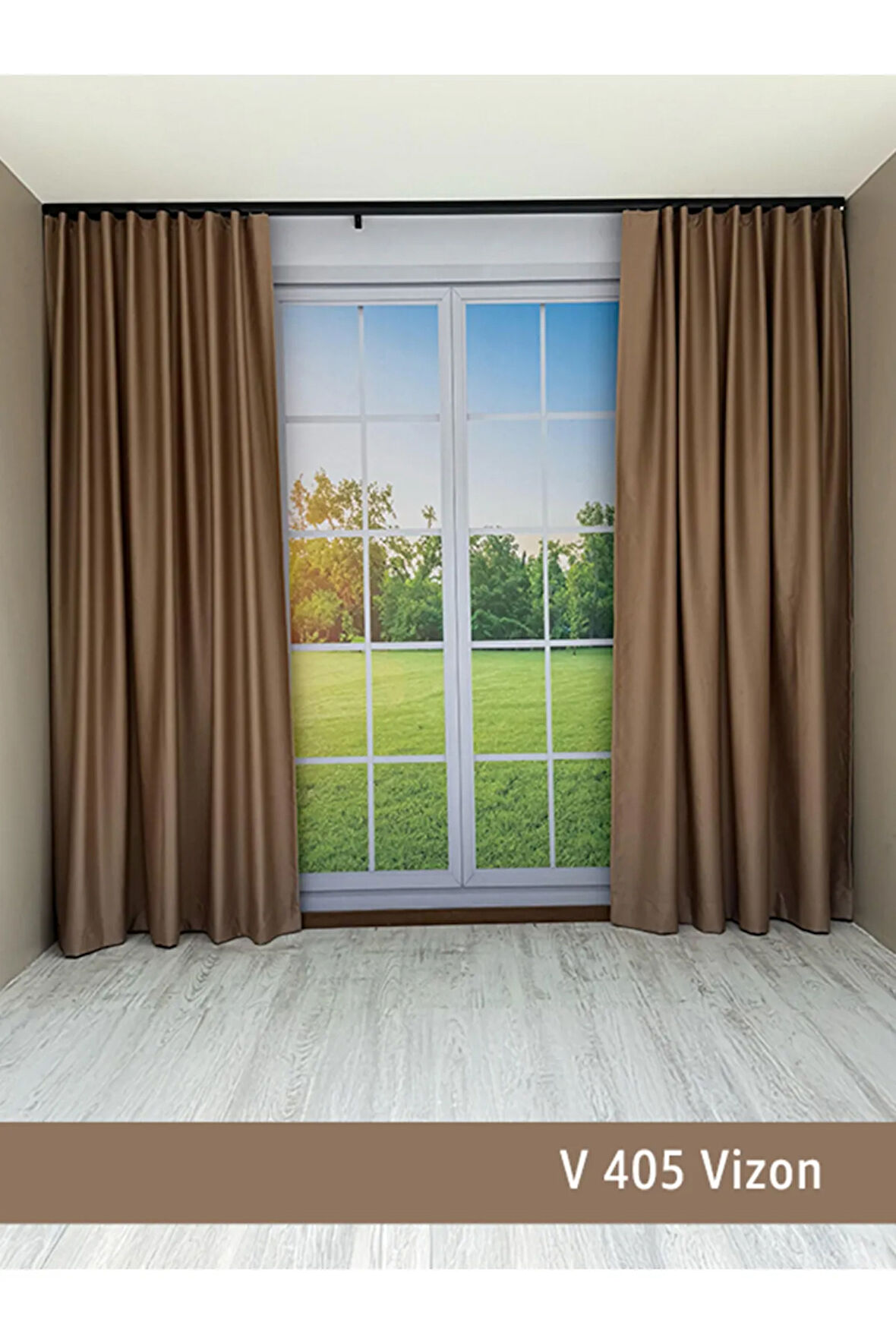 Donatti Vizon Açık Kahverengi Star Blackout Pilesiz Tek Kanat Fon Perde