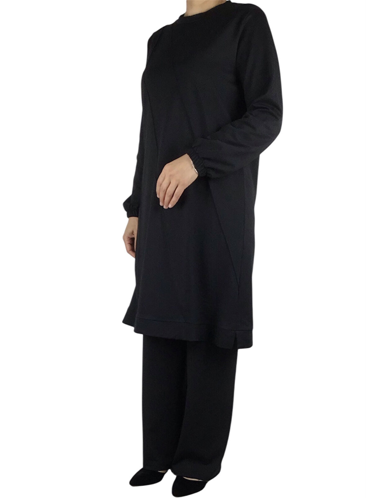 KADIN ÖNÜ DİKİŞLİ KOLLARI LASTİKLİ ETEK UCU BANTLI KRİSTAL İKİ İPLİK MEVSİMLİK TUNİK