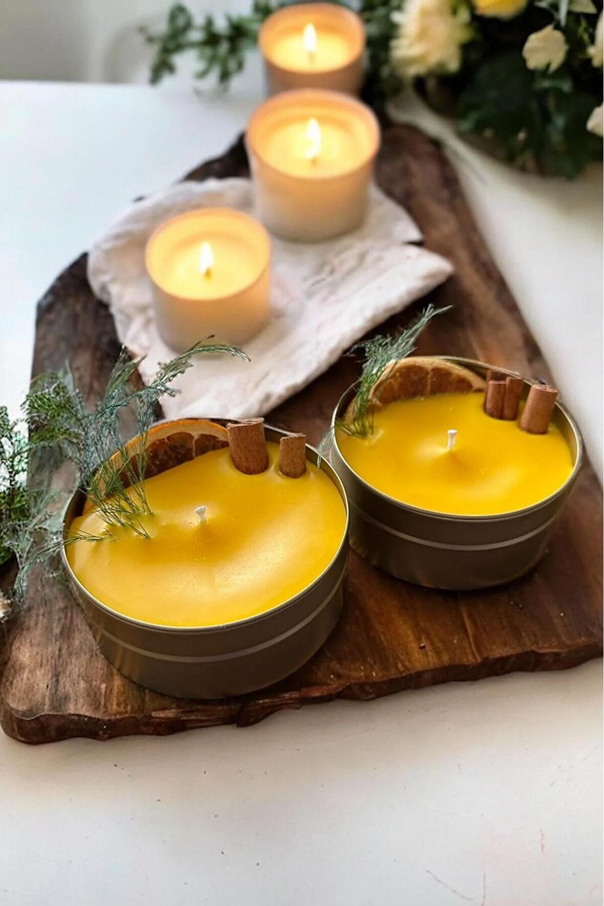 Golden Glow 2'li Portakal Kokulu Vegan İçerikli Mum Avantajlı Set Parafin İçermez