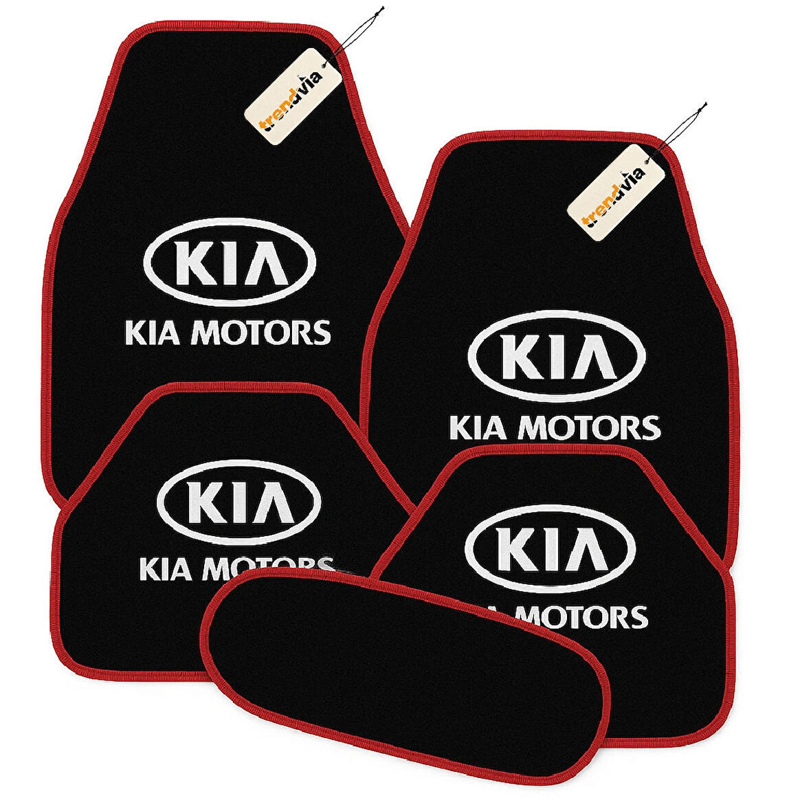 Siyah Kırmızı Renk Kia Motors Logolu Oto Halı Paspas Seti 5 Parça – Aracınıza Uyumlu, Şık ve Dayanıklı Zemin Koruma