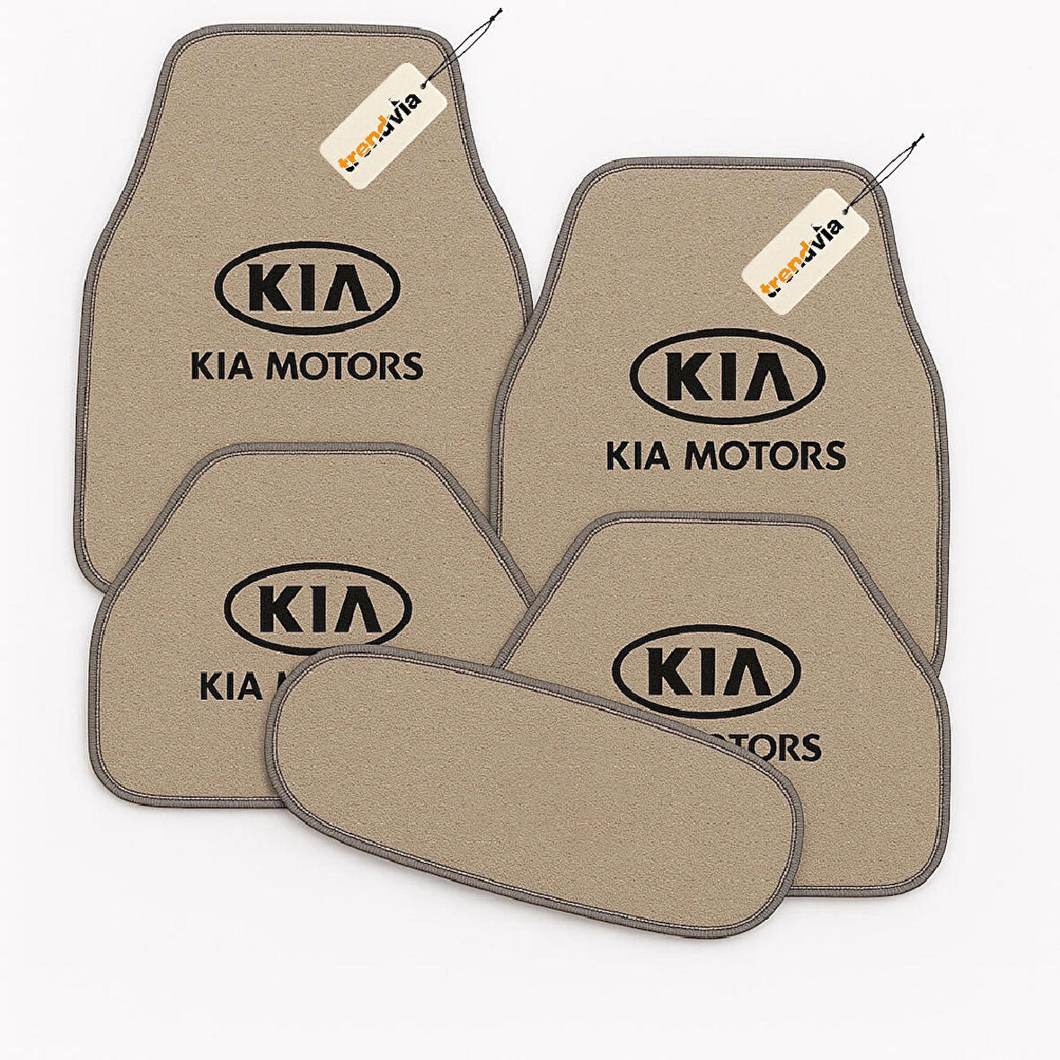 Bej Renk Kia Motors Logolu Oto Halı Paspas Seti 5 Parça – Aracınıza Uyumlu, Şık ve Dayanıklı Zemin Koruma