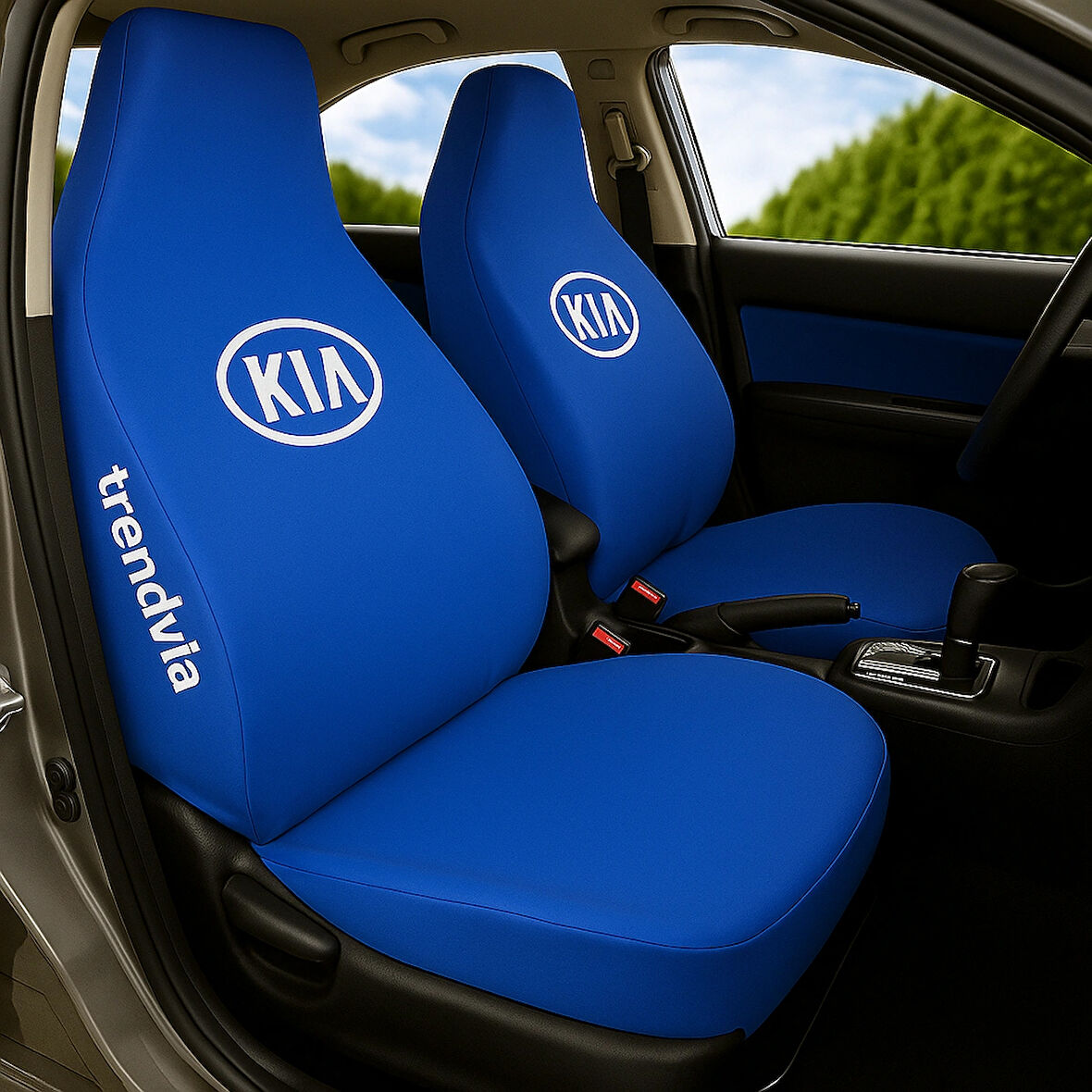 KIA Logolu Mavi Penye Koltuk Kılıfı Takımı – Ön ve Arka Koltuk Koruyucu