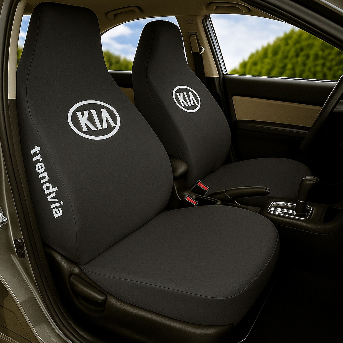 KIA Logolu Siyah Penye Koltuk Kılıfı Takımı – Ön ve Arka Koltuk Koruyucu