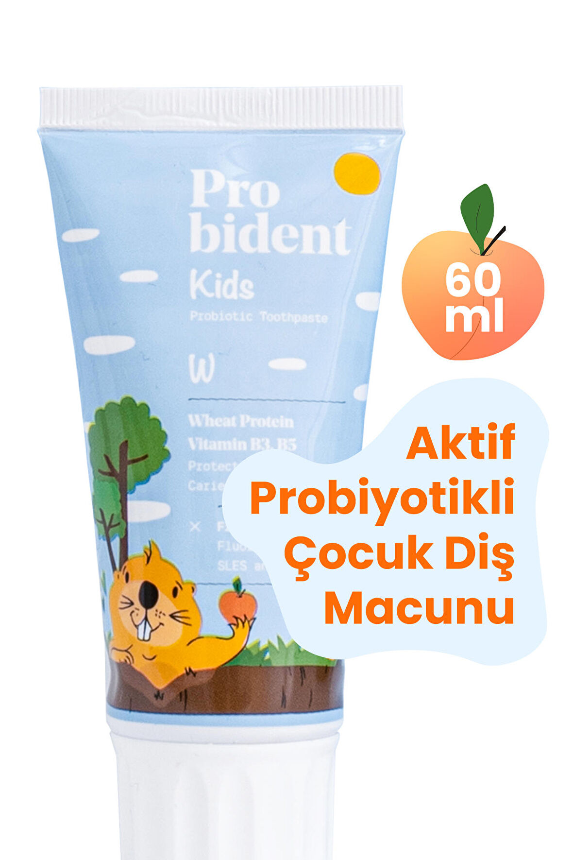 Probident Doğal Şeftali Aromalı Aktif Probiyotikli Çürük Önleyici Buğday Protein Peptidli Diş Macunu