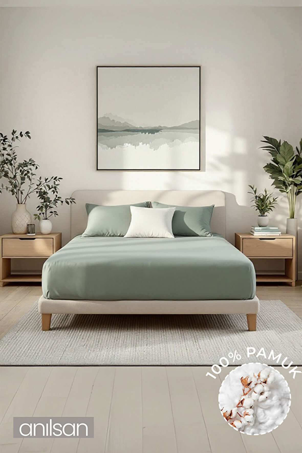 Düz Mint Yeşili King Ranforce Çarşaf Seti %100 Pamuk (Çarşaf+Yastık Kılıfı)