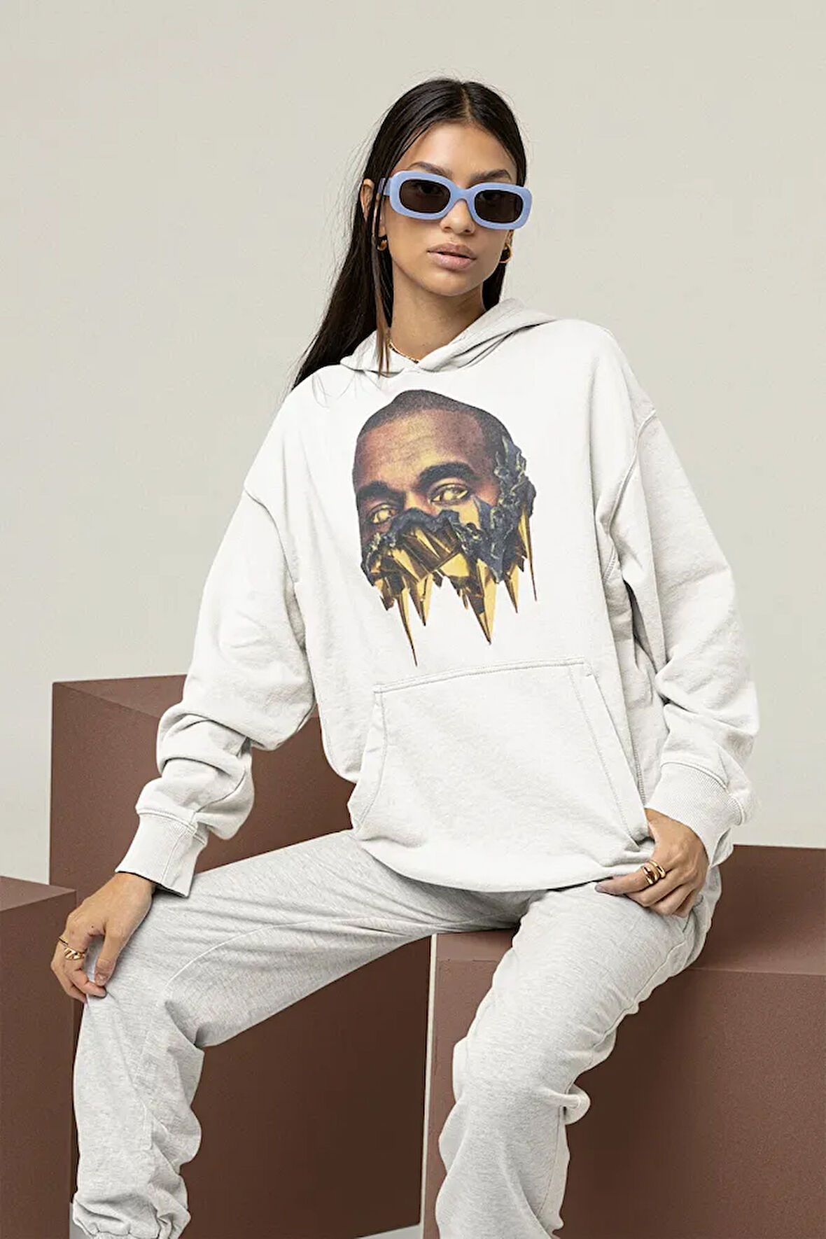 Tasarım Drake Rapper Baskılı Unisex Oversize Hoodie