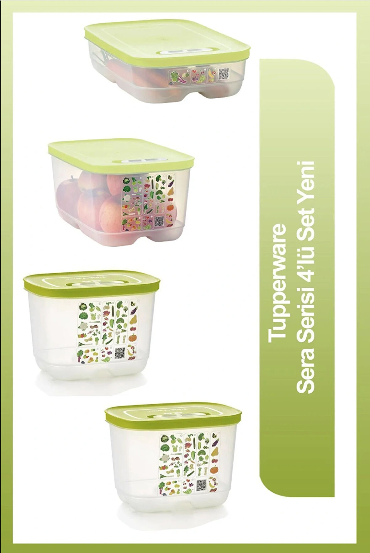 Tupperware Sera Set 4'lü Saklama Kabı Kırmızı Etiket 