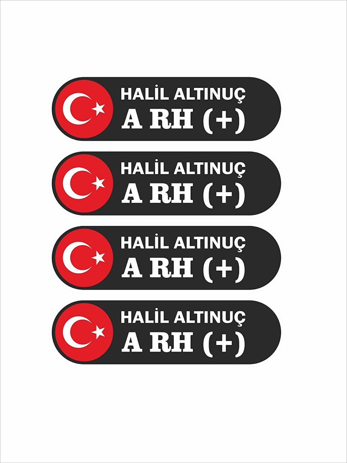 5 Adet Kişiye Özel Kan Grubu Folyo Sticker Kask Motor Bisiklet Oto İsim Kan Grubu 10x3 cm