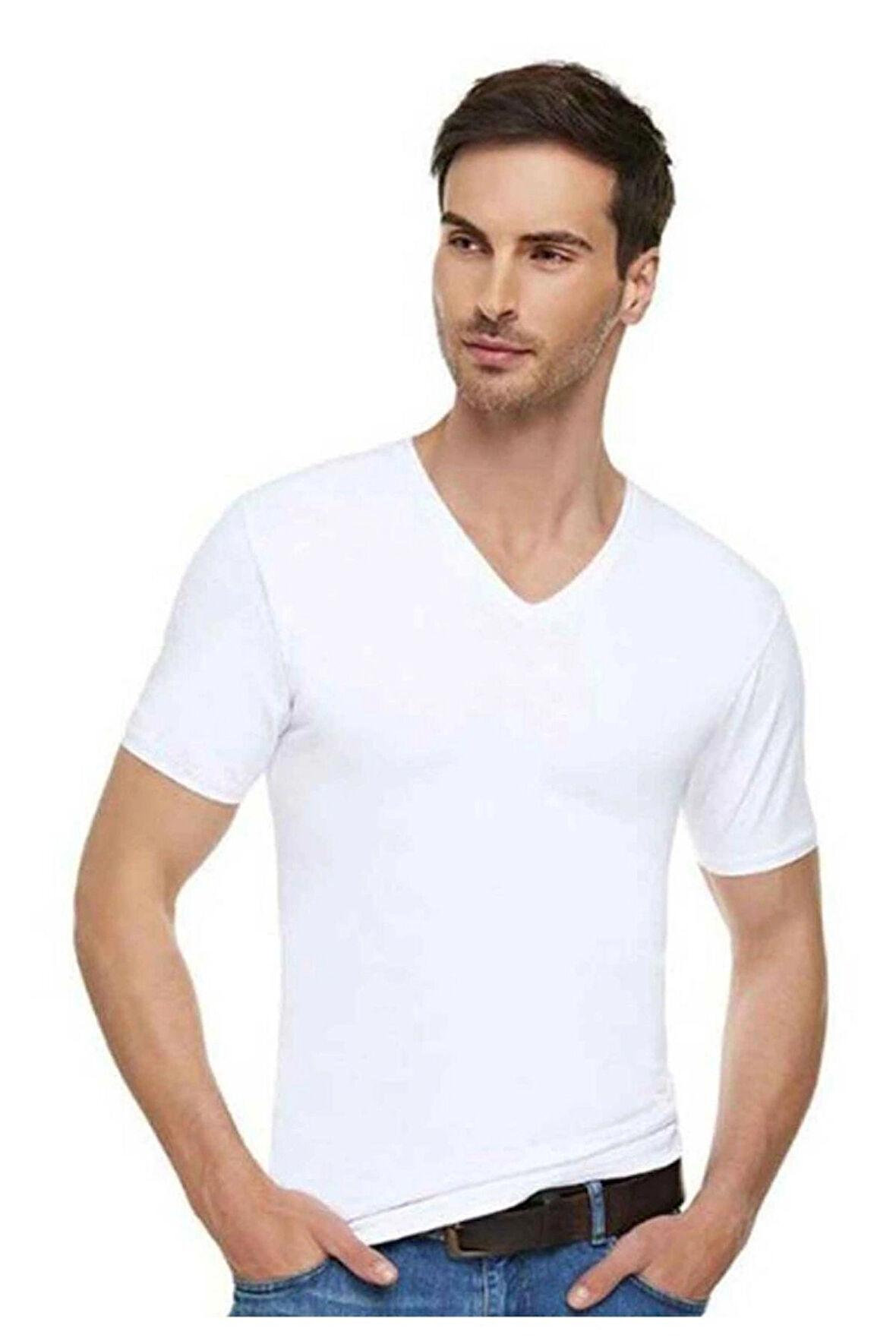 kit iç giyimTutku Elit 1303 Tekli V Yaka Kısa Kol Erkek Atlet