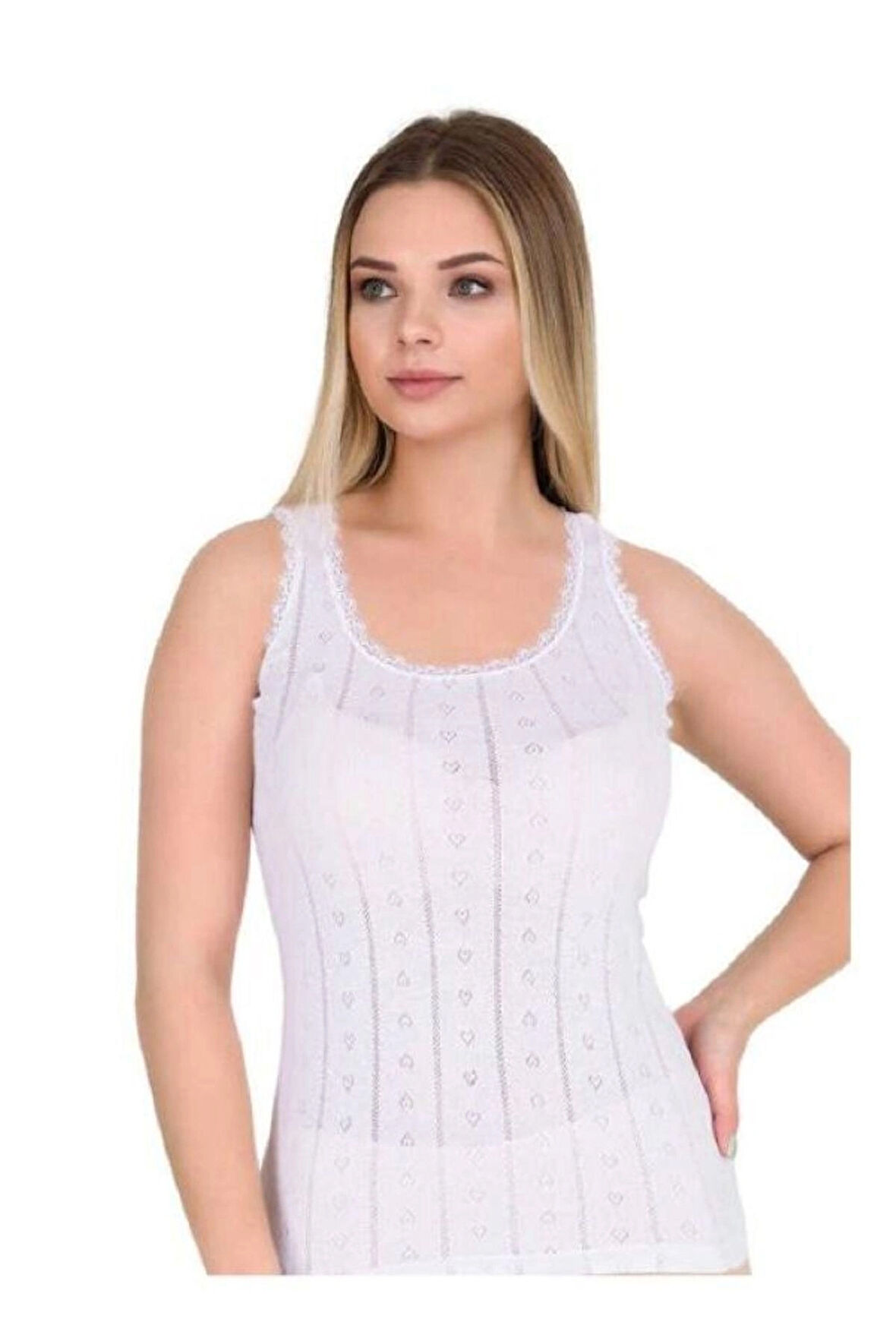 Berrak 8049 6'lı Kalp Desenli %100 Pamuk Kalın Askılı Kadın Atlet