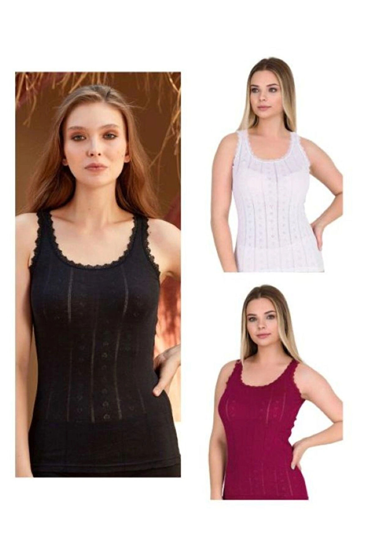 Berrak 8049 6'lı Kalp Desenli (Görseldeki Renkler) Kalın Askılı Kadın Atlet