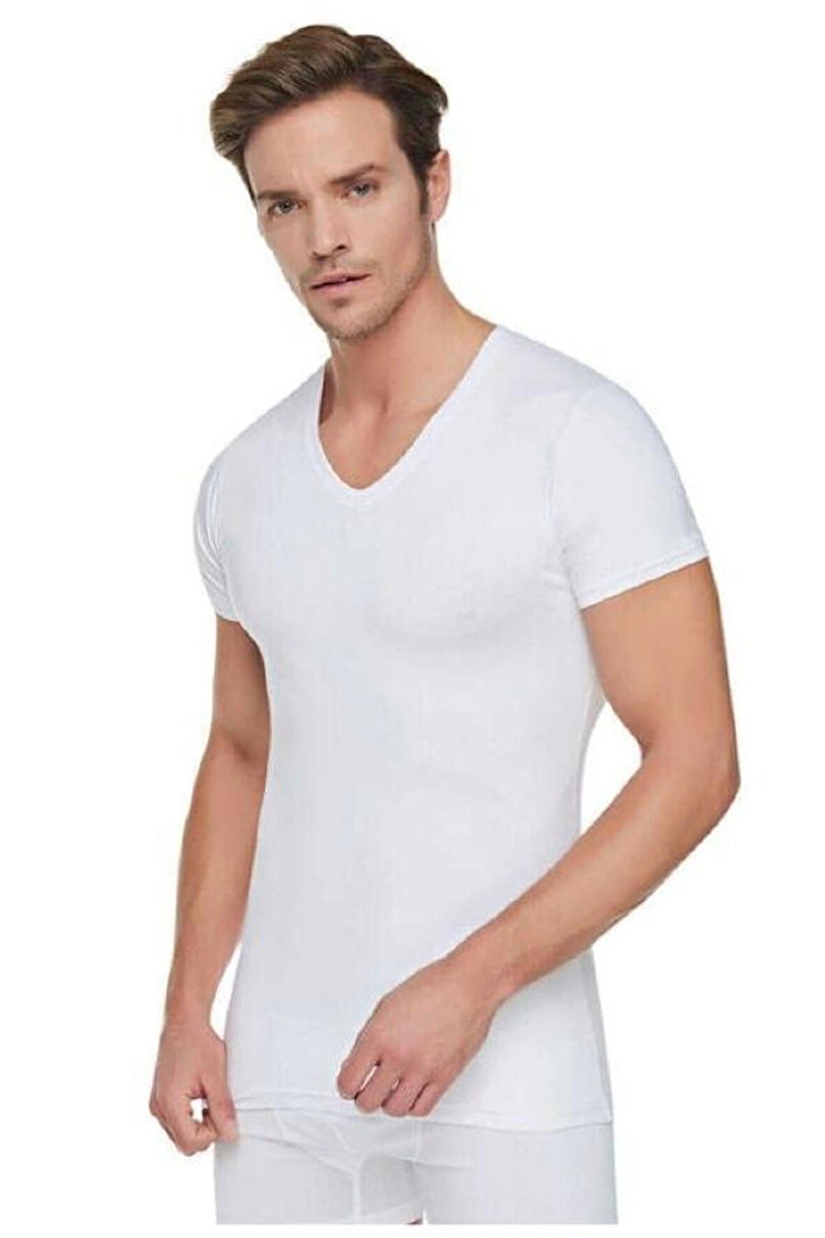 Tutku Tekli V Yaka KısaKollu RİBANA %100 Pamuk Penye Erkek Atlet