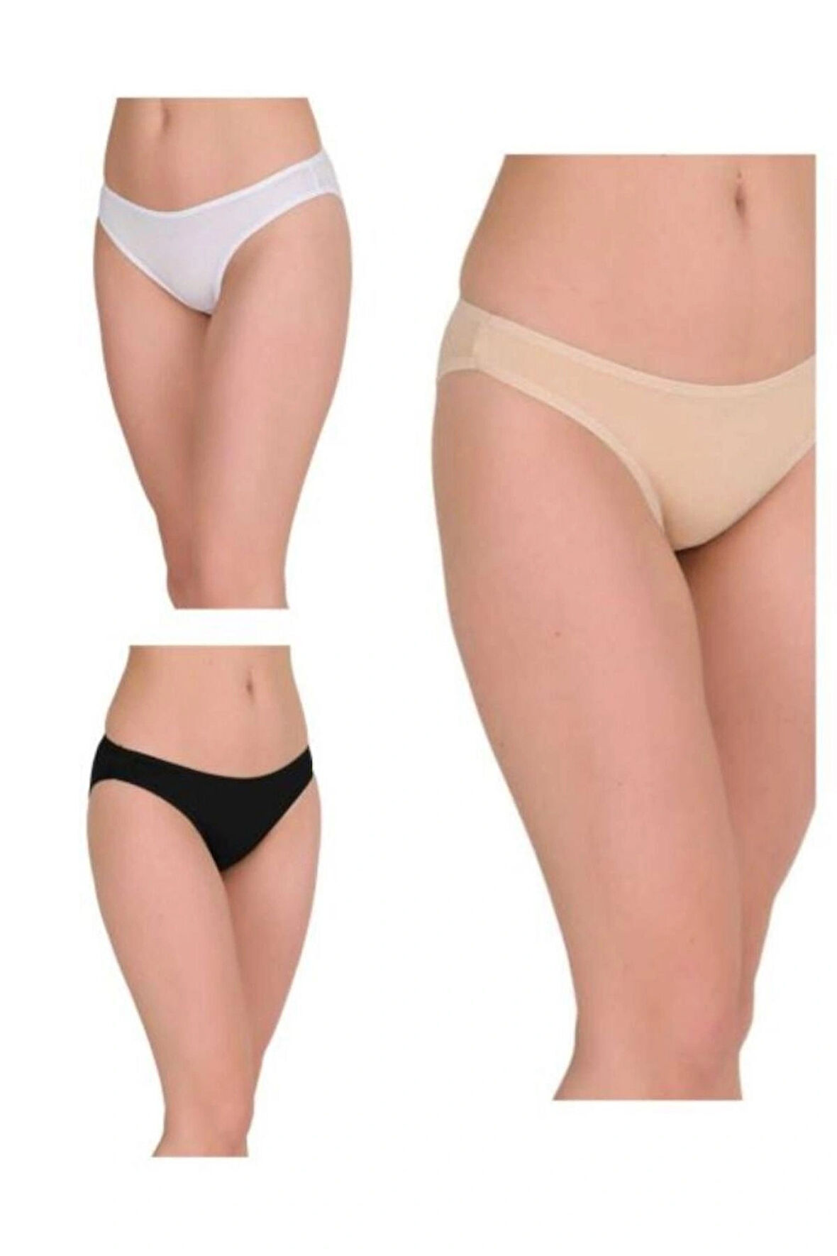 kit iç giyim Berrak 2056 3'lü (Görseldeki Renkler) Pamuklu ve Likralı Kadın Bikini Külot