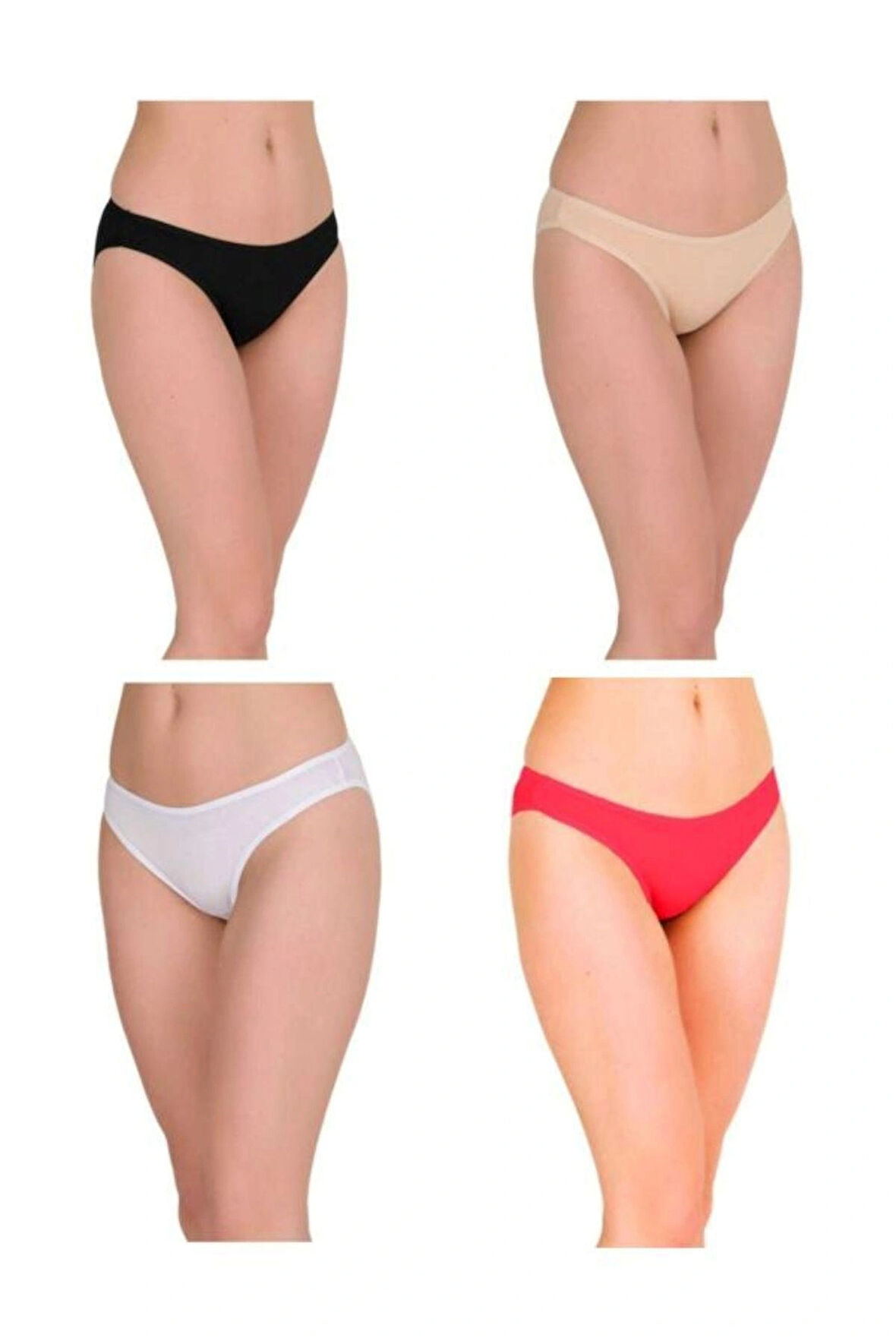kit iç giyim Berrak 2056 4'lü (Görseldeki Renkler) Pamuklu ve Likralı Kadın Bikini Külot