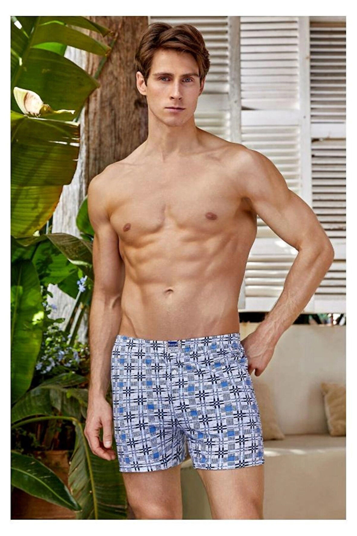 kit iç giyim Berrak 6'lı %100 Pamuk Karışık Desenli ve Renkli Erkek Boxer