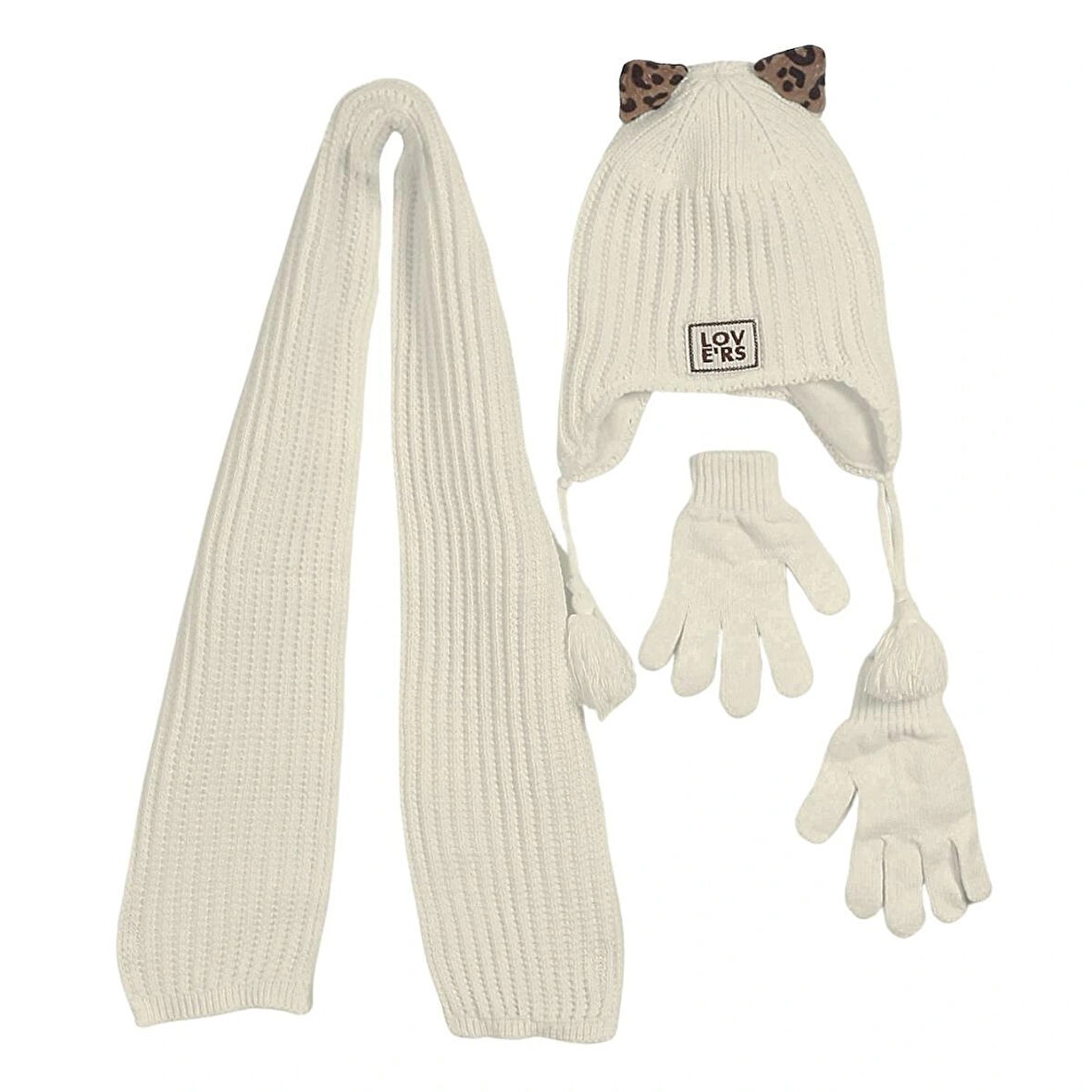 Kitti Kız Çocuk Atkı Bere Eldiven Takım (4-8 Yaş)