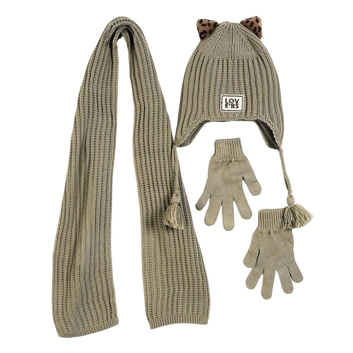 Kitti Kız Çocuk Atkı Bere Eldiven Takım (4-8 Yaş)