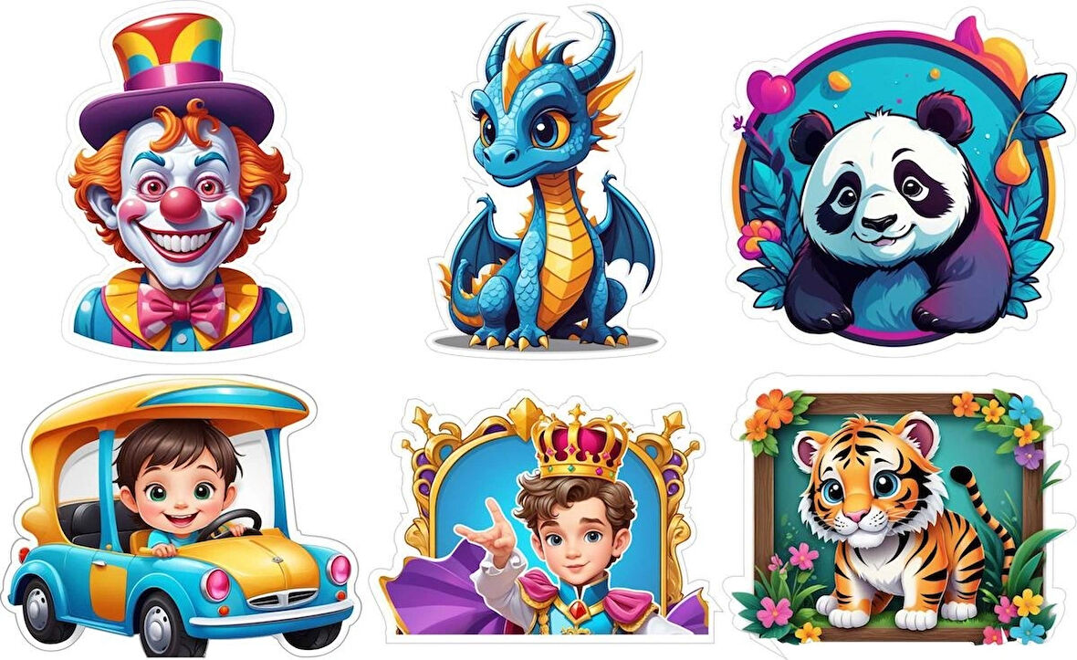 6 Adet Kız Çocuk Sticker v2 Etiket Yapıştırma Sticker Defter Dolap Masa 10x10 cm