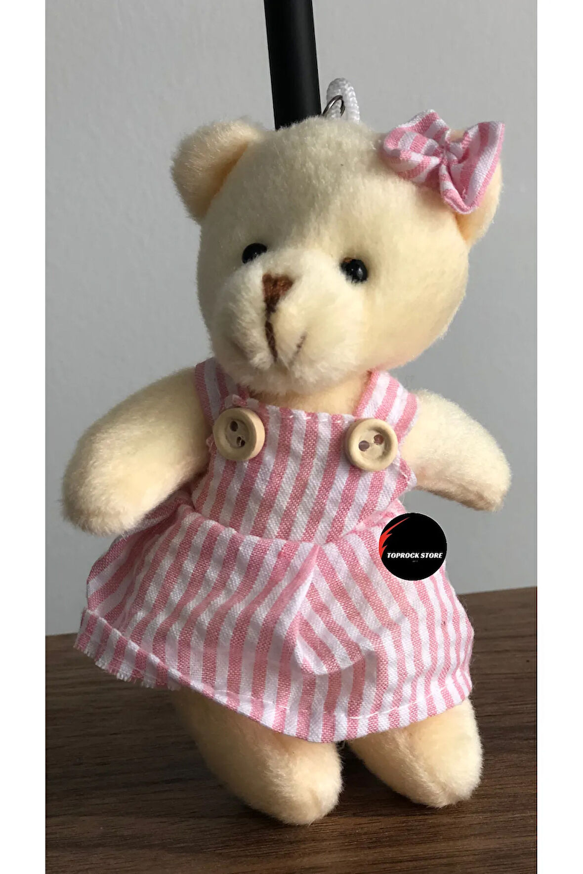 Sevimli Elbiseli Tulumlu Ayıcık Peluş Oyuncak Anahtarlık Uyku Arkadaşı Hediyelik 12 CM
