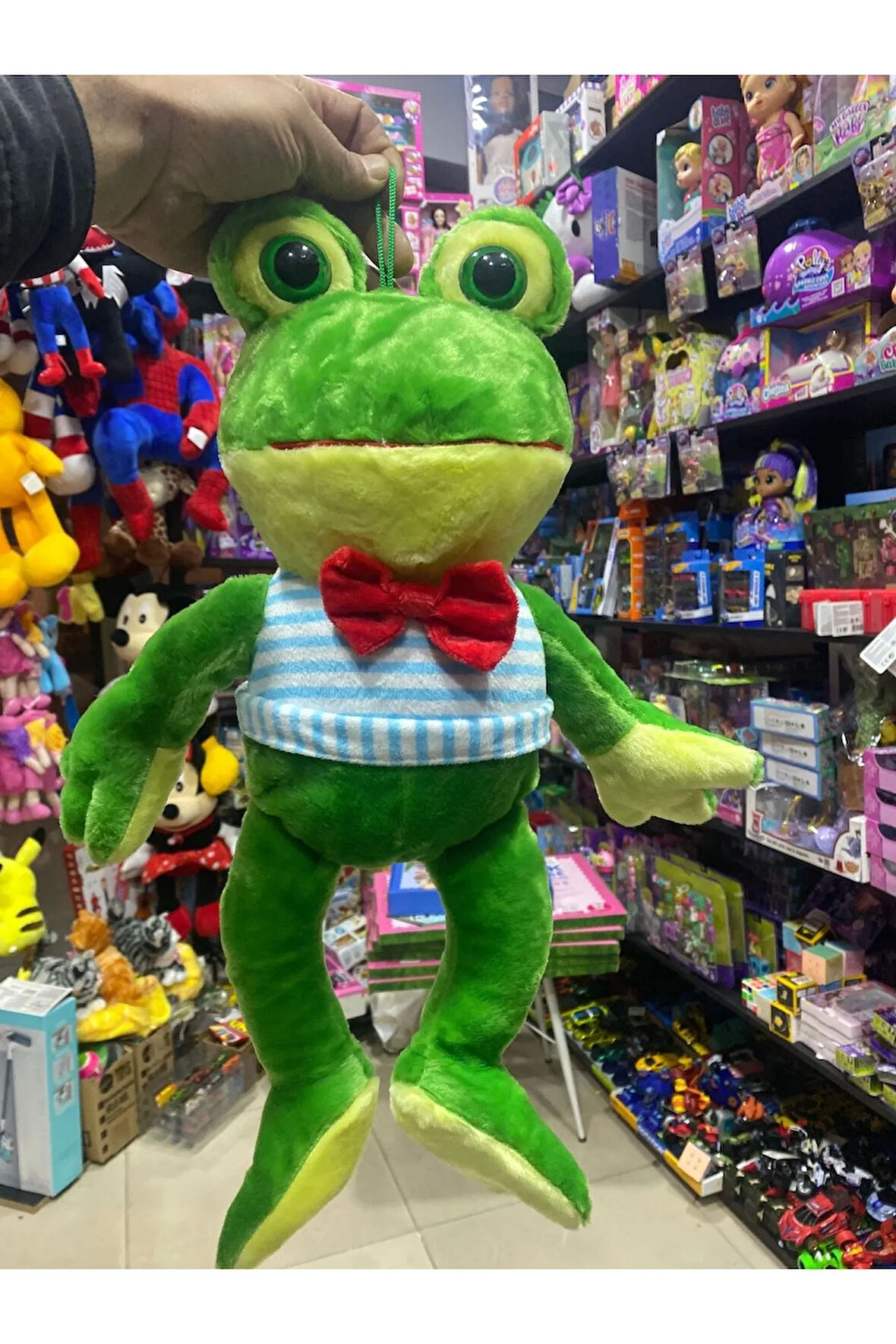 Kurbağa Peluş Dev Boy Sevimli Papyonlu Kurbağa Uyku Arkadaşı