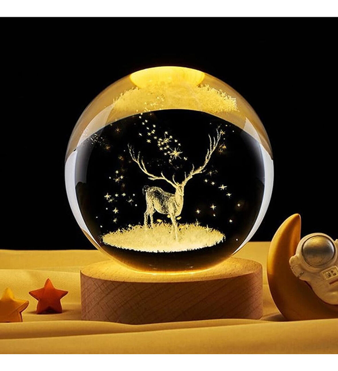 Geyik Temalı Işıklı Cam Küre 53