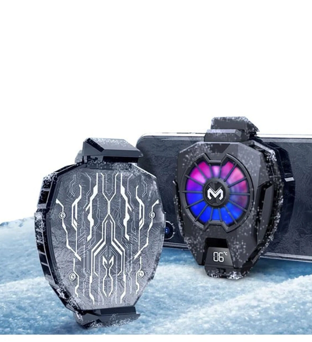 DL05 PUBG Derece Göstergeli Radyatörlü Alüminyum Manyetik Hızlı Soğutma Özellikli Telefon Soğutucu