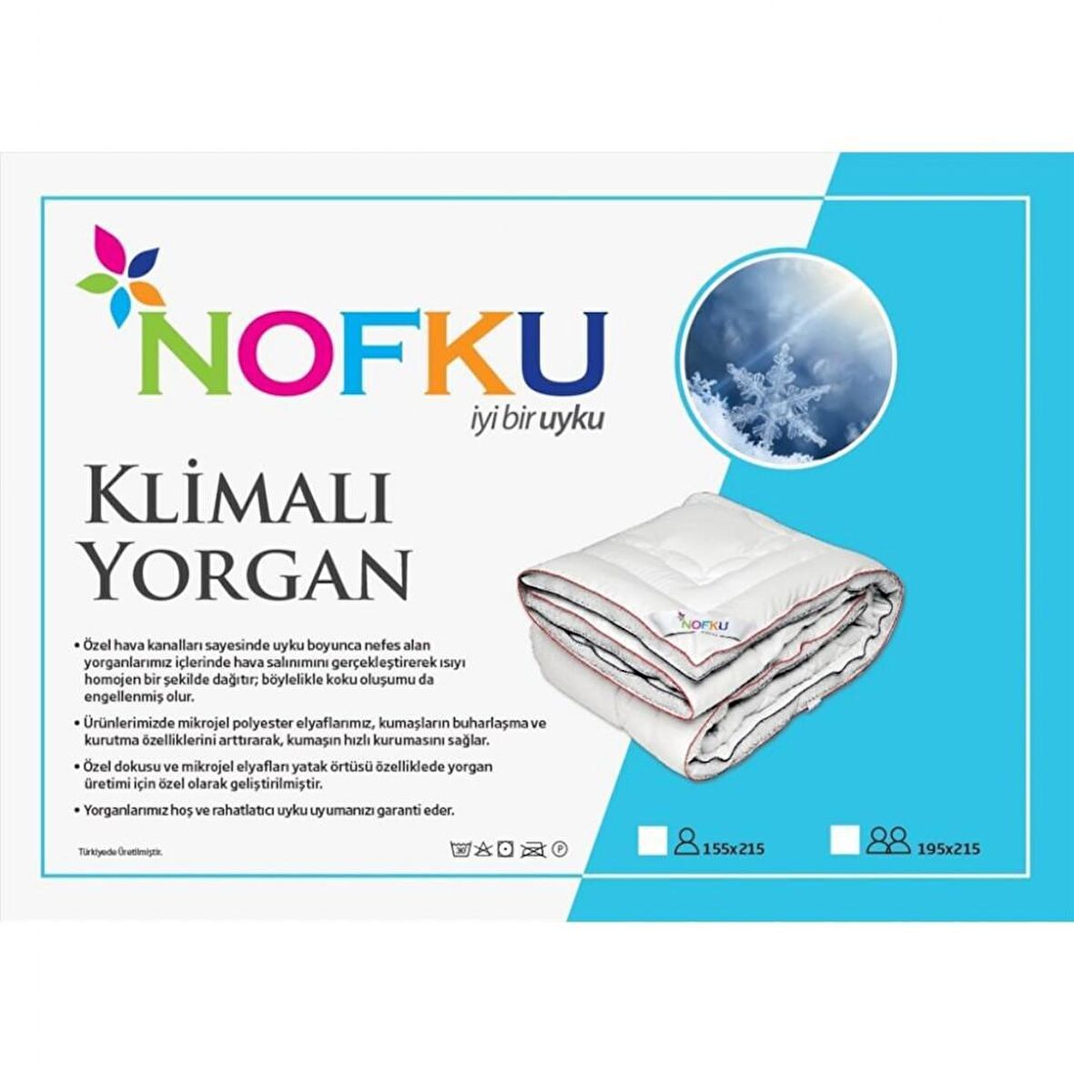 Nofku Tek Kişilik Klimalı Yorgan 155X215