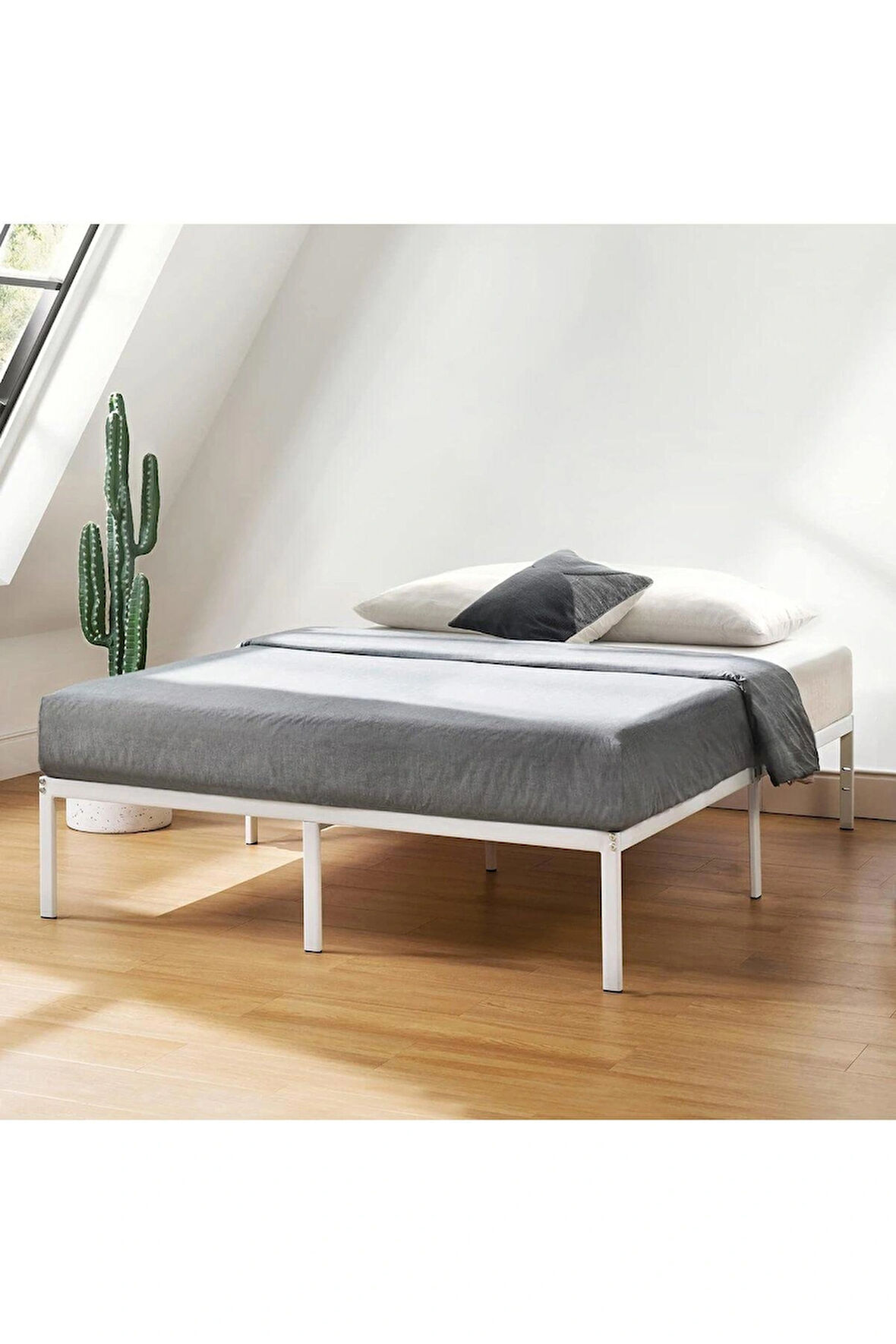 HFT HOME Başlıksız Metal Karyola, Başlıksız Çınar Metal Karyola Siyah Beyaz renk seçenekli, Çift Kişilik