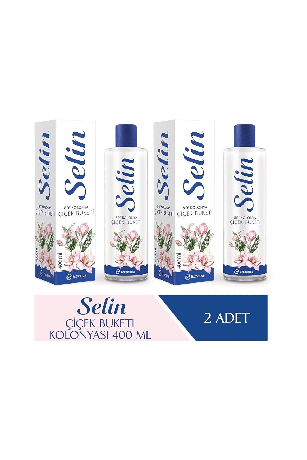 Selin Çiçek Buketi 80 Derece Pet Şişe 400 ml 2 Adet Kolonya